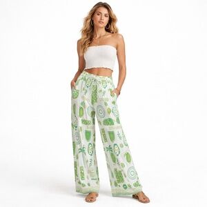 🆕Milk & Honey Green Patterned Wide-Leg Pants